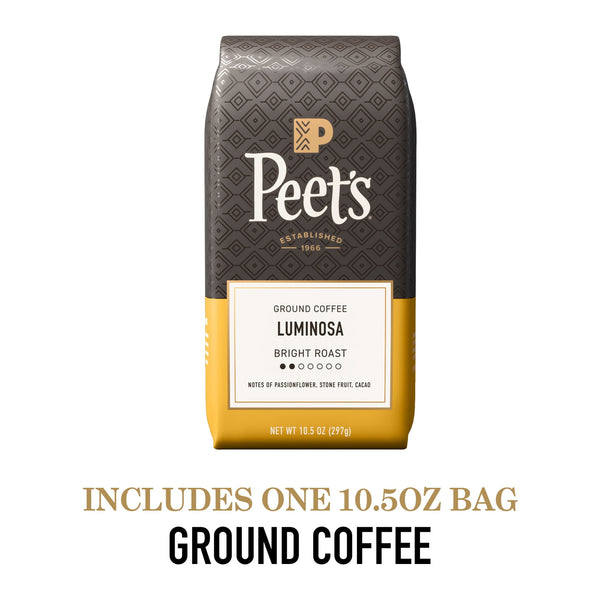 (6 pack) Peet's Coffee Luminosa Breakfast Blend Premium Light Roast Ground Coffee, Arabica, 10.5 oz
