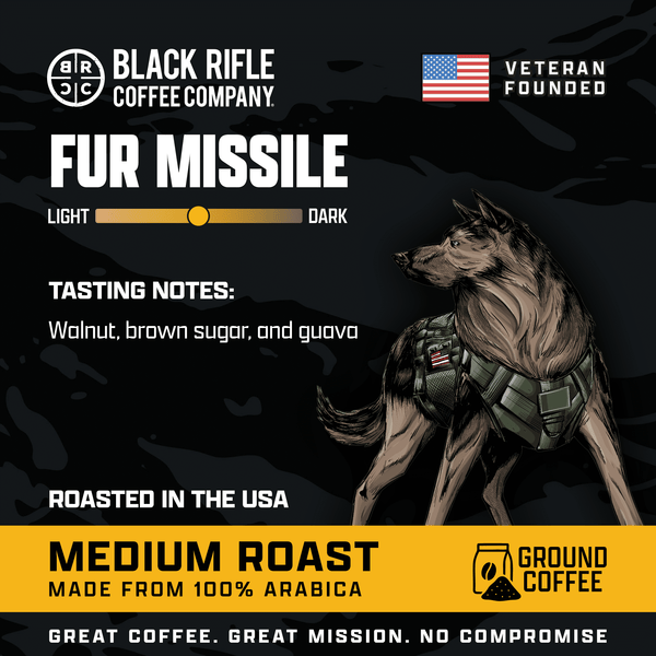 (6 pack) Black Rifle Coffee Company Fur Missile, Medium Roast, Ground Coffee, 12 oz