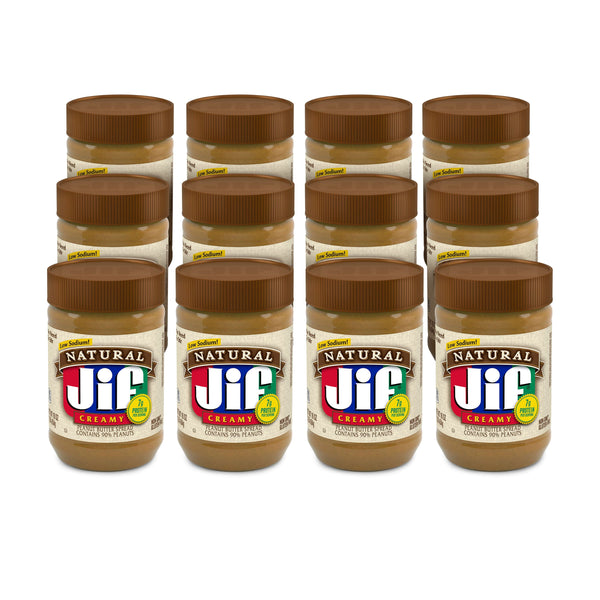 (12 pack) Jif Natural Creamy Peanut Butter Spread, 16-Ounce Jar