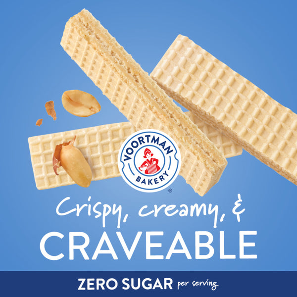 (12 pack) VOORTMAN Zero Sugar Peanut Butter Wafers, No Artificial Colors or Flavors - 9oz