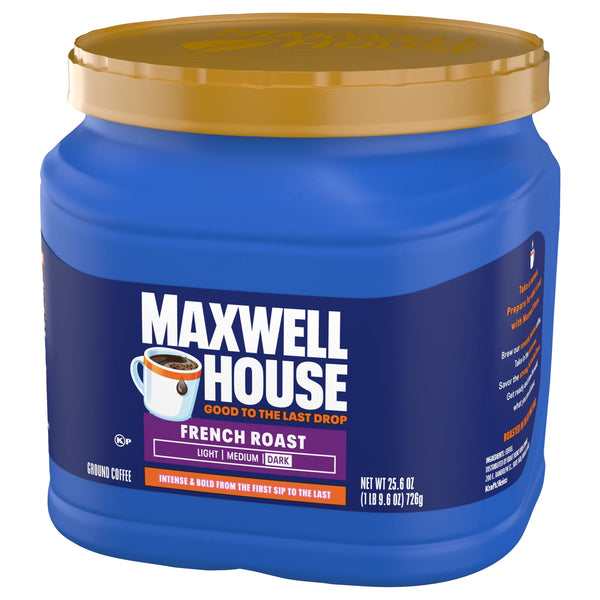 Maxwell House French Roast Dark Roast Ground Coffee, 25.6 oz Canister