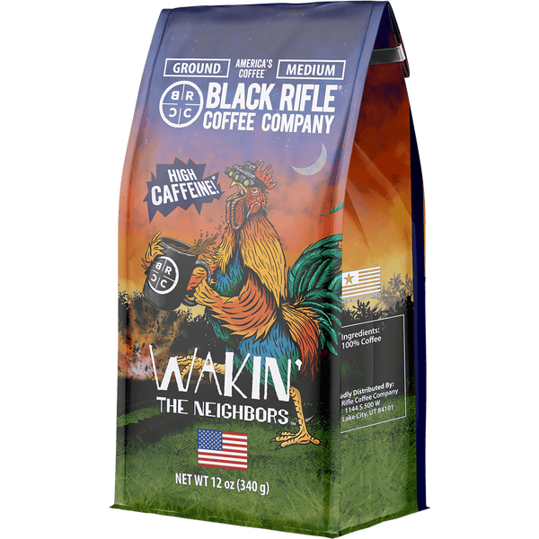 (6 pack) Black Rifle Coffee Company Wakin the Neighbors Extra High Caffeine, Medium Roast, Ground Coffee, 12 oz