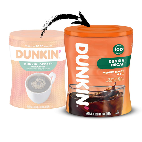 Dunkin’ Decaf Medium Roast Ground Coffee, 30 oz Canister