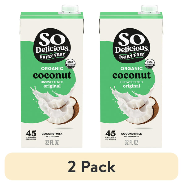 (12 pack) So Delicious Dairy Free Shelf Stable Vegan and Gluten Free Unsweetened Organic Coconut Milk Carton, 32 fl oz