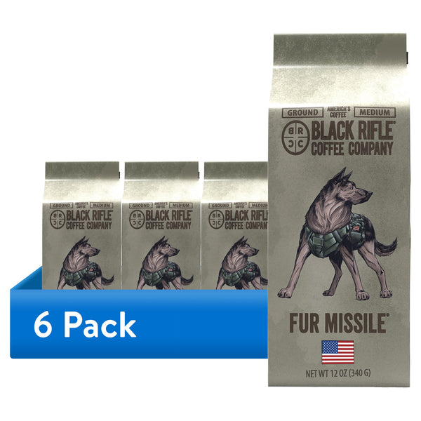 (6 pack) Black Rifle Coffee Company Fur Missile, Medium Roast, Ground Coffee, 12 oz