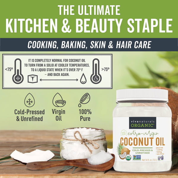Viva Naturals Organic Extra-Virgin Coconut Oil, 54 fl oz