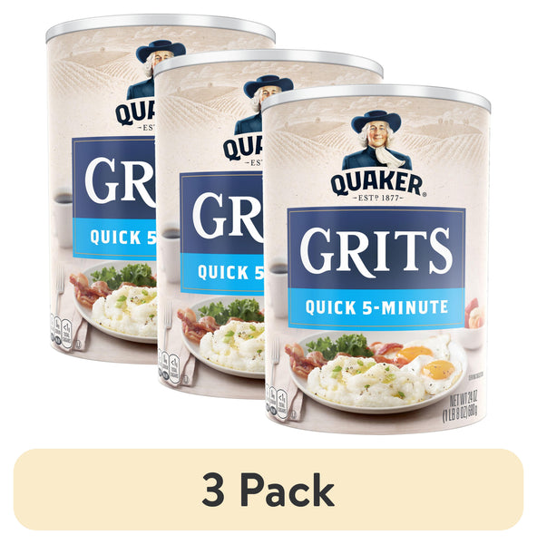 (12 pack) Quaker Original Quick 5-Minute Grits, Shelf-Stable, 24 Oz Canister