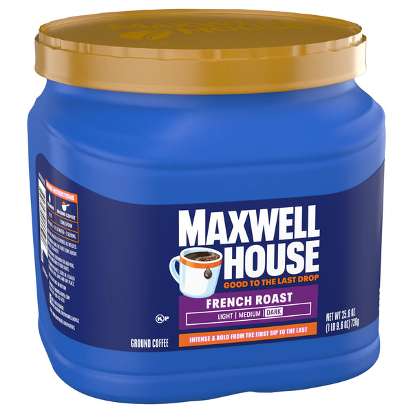 Maxwell House French Roast Dark Roast Ground Coffee, 25.6 oz Canister