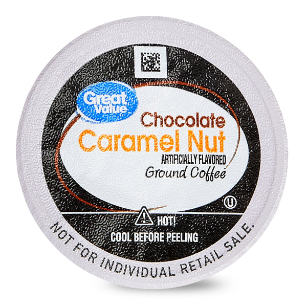 (6 pack) (6 pack) Great Value Chocolate Caramel Nut, Medium Roast Arabica Coffee Pods, 12 Count