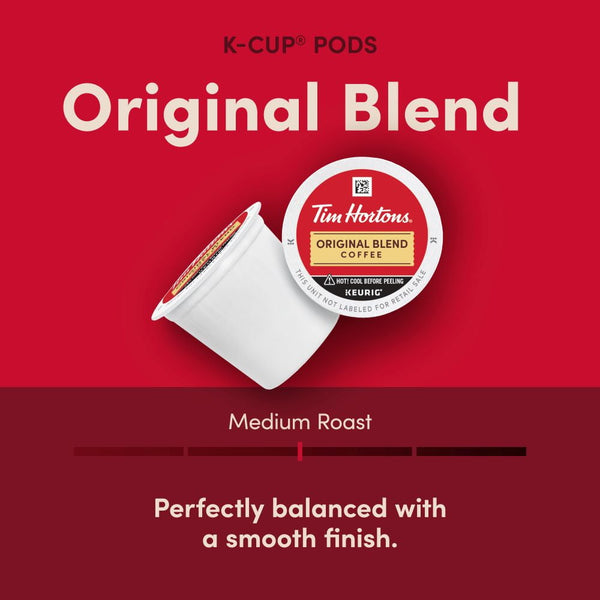 Tim Hortons Original Blend Medium Roast K-Cup Coffee Pods for Keurig Brewers, 72 Ct