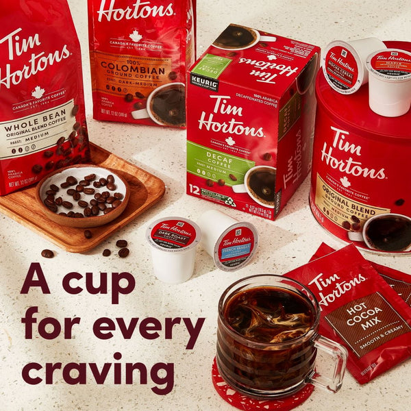 (6 pack) (6 pack) Tim Hortons Dark Roast Ground Coffee, 100% Arabica, 12 oz Bag