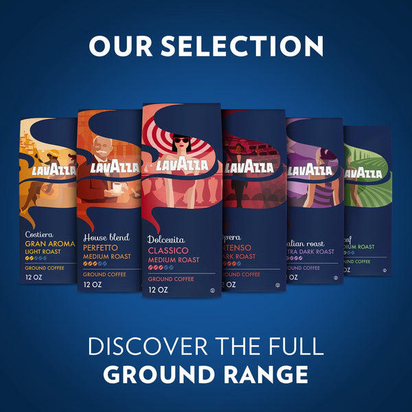 Lavazza Decaf Ground Coffee, Medium Roast, 100% Arabica, 12 oz Bag (Pack of 6)