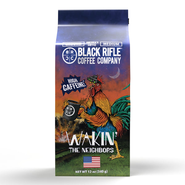(6 pack) Black Rifle Coffee Company Wakin the Neighbors Extra High Caffeine, Medium Roast, Ground Coffee, 12 oz