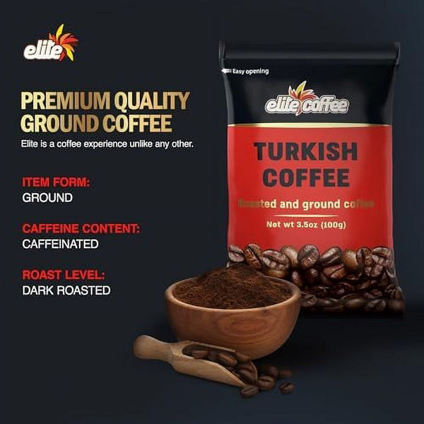 Elite Turkish Ground Roasted Coffee Bag, 3.5000-ounces (Pack of 10)