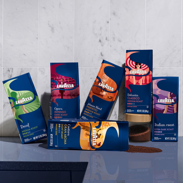Lavazza Decaf Ground Coffee, Medium Roast, 100% Arabica, 12 oz Bag (Pack of 6)