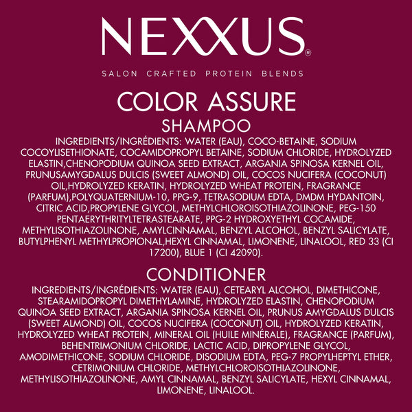 Nexxus COLOR ASSURE Shampoo And Conditioner For Color Treated Hair Vibrancy Powered By CHROMABOND SEALER™ With Citric Acid ,13.5 fl oz 2 Count