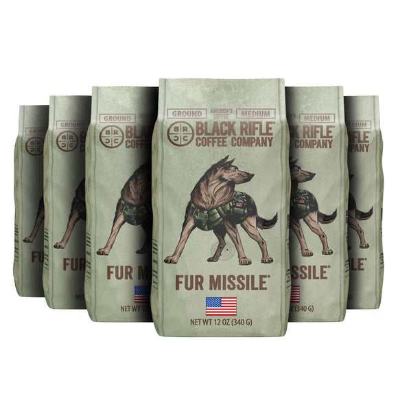 (6 pack) Black Rifle Coffee Company Fur Missile, Medium Roast, Ground Coffee, 12 oz