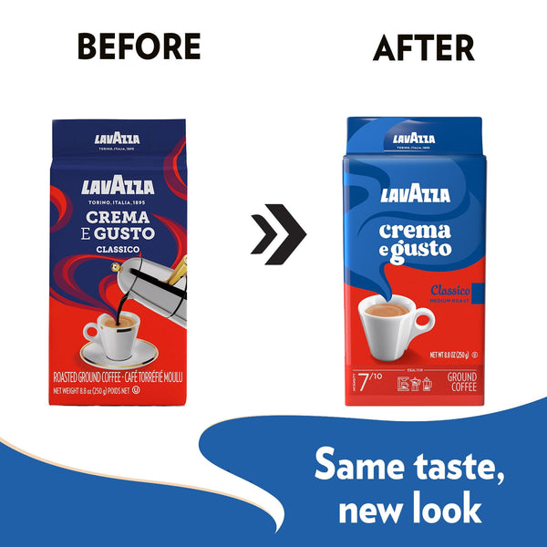 Lavazza Crema e Gusto Ground Coffee, Medium Roast, Arabica and Robusta Blend, 8.8 oz Bag (Pack of 4)