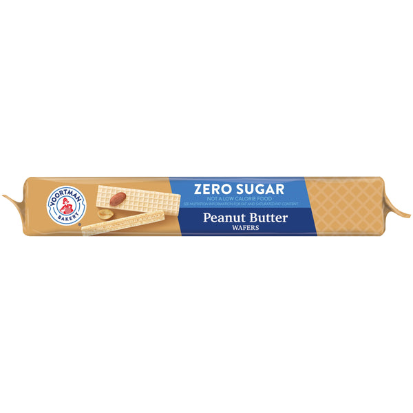 (12 pack) VOORTMAN Zero Sugar Peanut Butter Wafers, No Artificial Colors or Flavors - 9oz