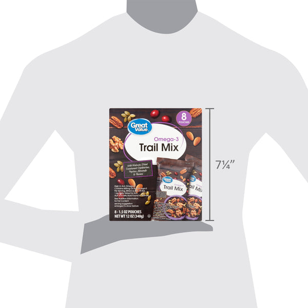 (5 pack) Great Value Omega-3 Trail Mix, 1.5 oz, 8 Count