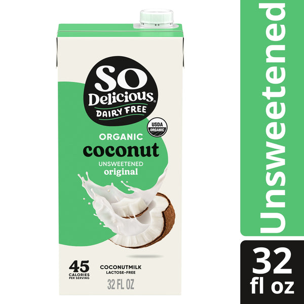 (12 pack) So Delicious Dairy Free Shelf Stable Vegan and Gluten Free Unsweetened Organic Coconut Milk Carton, 32 fl oz