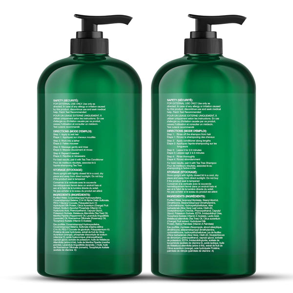 Botanic Hearth Tea Tree Shampoo and Conditioner Set - with 100% Pure Tea Tree Oil, for Itchy and Dry Scalp, Sulfate Free, Paraben Free - for Men and Women - 2 bottles 16 fl oz each