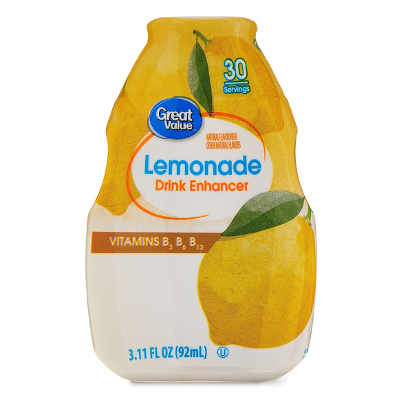 (12 pack) Great Value Liquid Drink Enhancer Lemonade, 3.11 fl oz