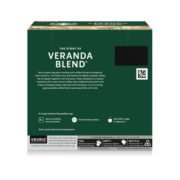 Starbucks Veranda Blend, Hot or Iced Coffee, Blonde Roast K-Cup Coffee Pods, 44 Count​