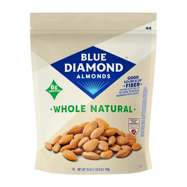 (6 pack) Blue Diamond Almonds, Whole Natural Raw Almonds Perfect for Gluten Free Snacking, 25 oz.