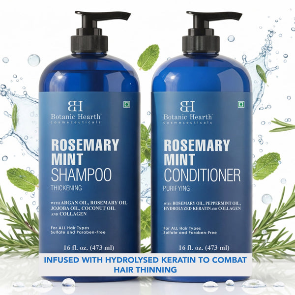 Botanic Hearth Tea Tree Shampoo and Conditioner Set - with 100% Pure Tea Tree Oil, for Itchy and Dry Scalp, Sulfate Free, Paraben Free - for Men and Women - 2 bottles 16 fl oz each
