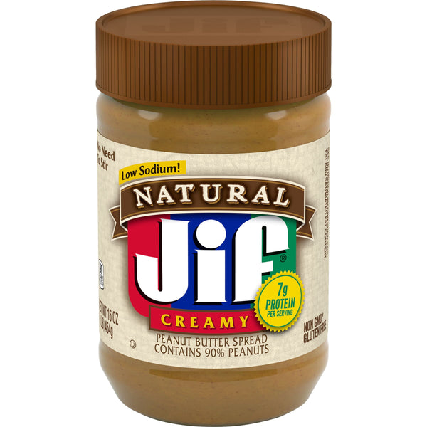 (12 pack) Jif Natural Creamy Peanut Butter Spread, 16-Ounce Jar