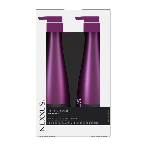 Nexxus COLOR ASSURE Shampoo And Conditioner For Color Treated Hair Vibrancy Powered By CHROMABOND SEALER™ With Citric Acid ,13.5 fl oz 2 Count