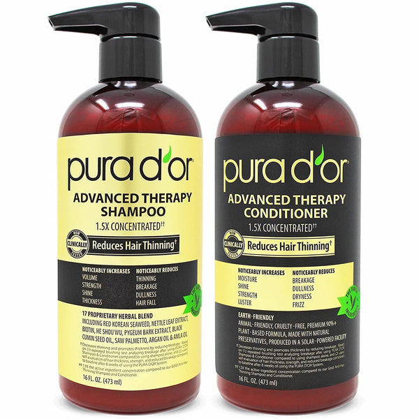 PURA D'OR Advanced Therapy Biotin Shampoo & Conditioner Set, 16oz x 2