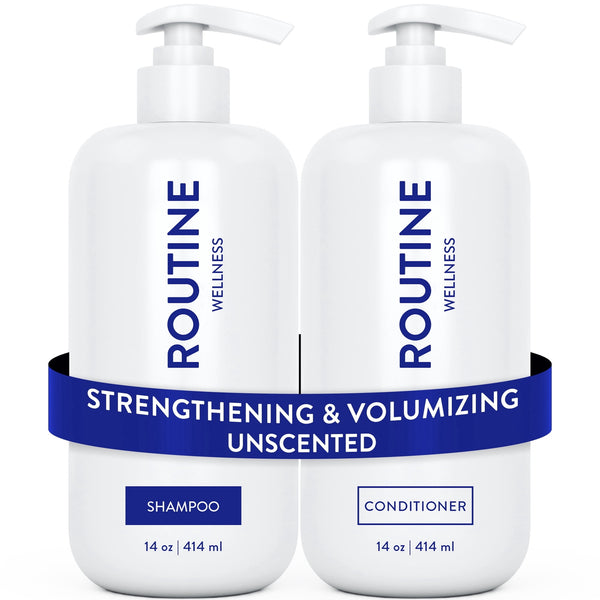 Routine Wellness Shampoo & Conditioner Set - Strengthening & Volumizing for Thinning Hair - Promotes Full, Voluminous, Healthy Hair - Rose Hips Set