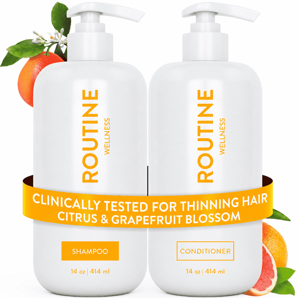 Routine Wellness Shampoo & Conditioner Set - Strengthening & Volumizing for Thinning Hair - Promotes Full, Voluminous, Healthy Hair - Rose Hips Set