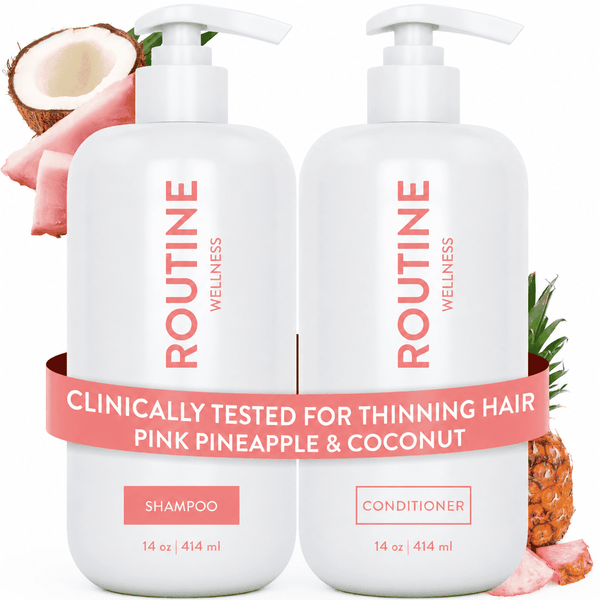 Routine Wellness Shampoo & Conditioner Set - Strengthening & Volumizing for Thinning Hair - Promotes Full, Voluminous, Healthy Hair - Rose Hips Set