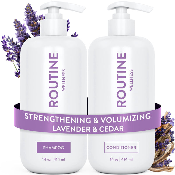 Routine Wellness Shampoo & Conditioner Set - Strengthening & Volumizing for Thinning Hair - Promotes Full, Voluminous, Healthy Hair - Rose Hips Set