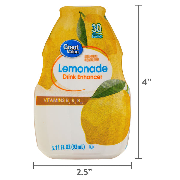 (12 pack) Great Value Liquid Drink Enhancer Lemonade, 3.11 fl oz