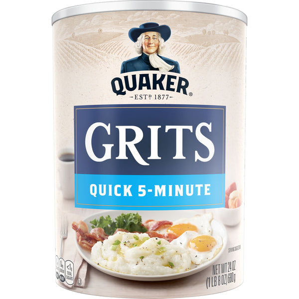 (12 pack) Quaker Original Quick 5-Minute Grits, Shelf-Stable, 24 Oz Canister