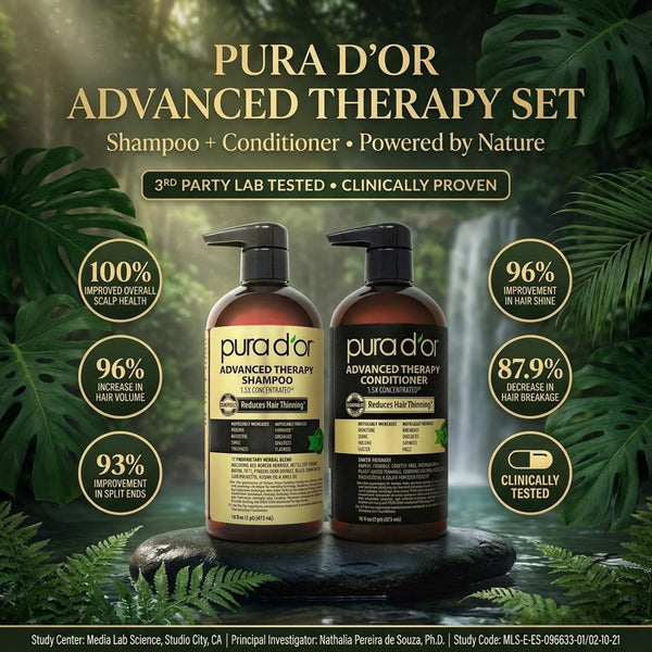 PURA D'OR Advanced Therapy Biotin Shampoo & Conditioner Set, 16oz x 2