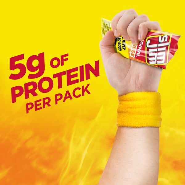 (4 pack) Slim Jim Beef 'N Cheese Smoked Meat Sticks, Original Flavor, 5g Protein Per Serving, Snack Size, 0.9 oz., 10-Count (Pack of 4)